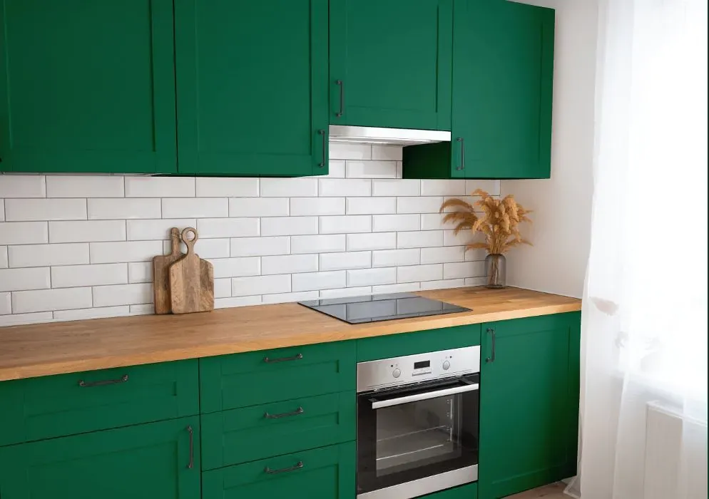 Behr Sparkling Emerald kitchen cabinets