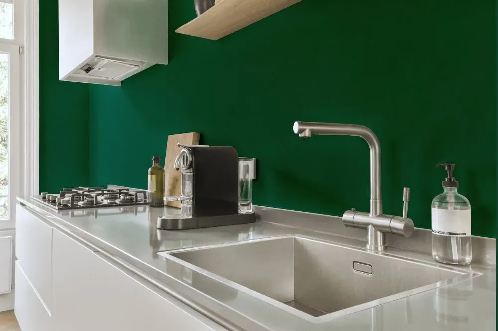 Behr Sparkling Emerald kitchen painted backsplash