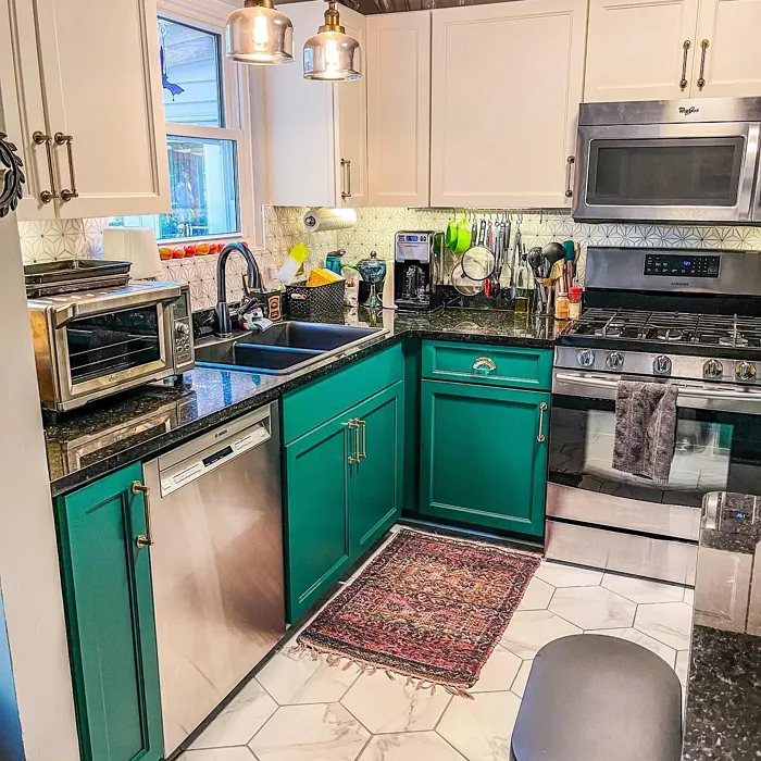 Behr Sparkling Emerald kitchen cabinets color