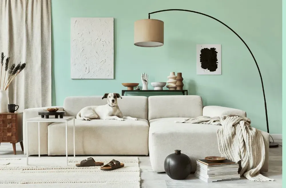 Behr Spring Frost cozy living room