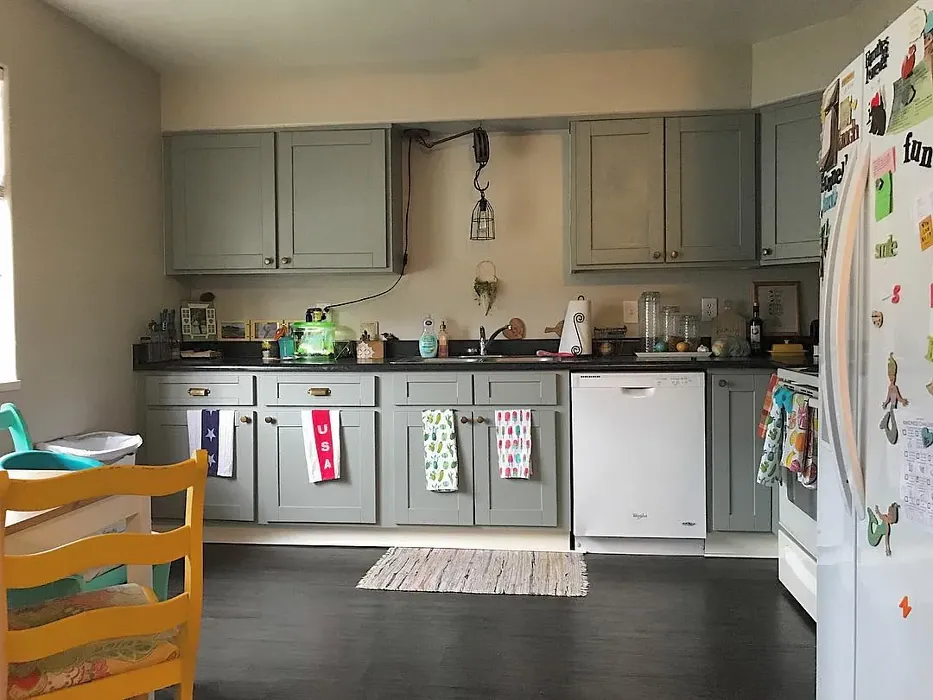 Behr Strong Winds kitchen cabinets color