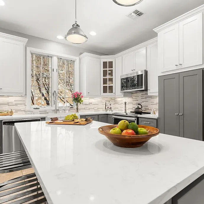 Behr Suede Gray kitchen cabinets 