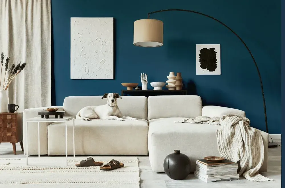 Behr Superior Blue cozy living room