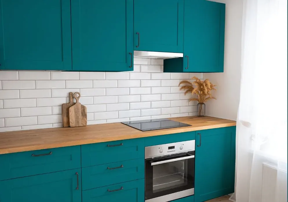 Behr The Real Teal kitchen cabinets