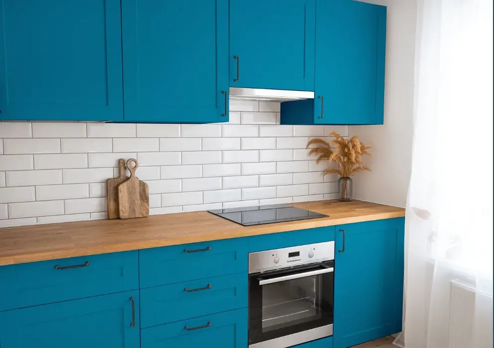 Behr Tibetan Turquoise kitchen cabinets