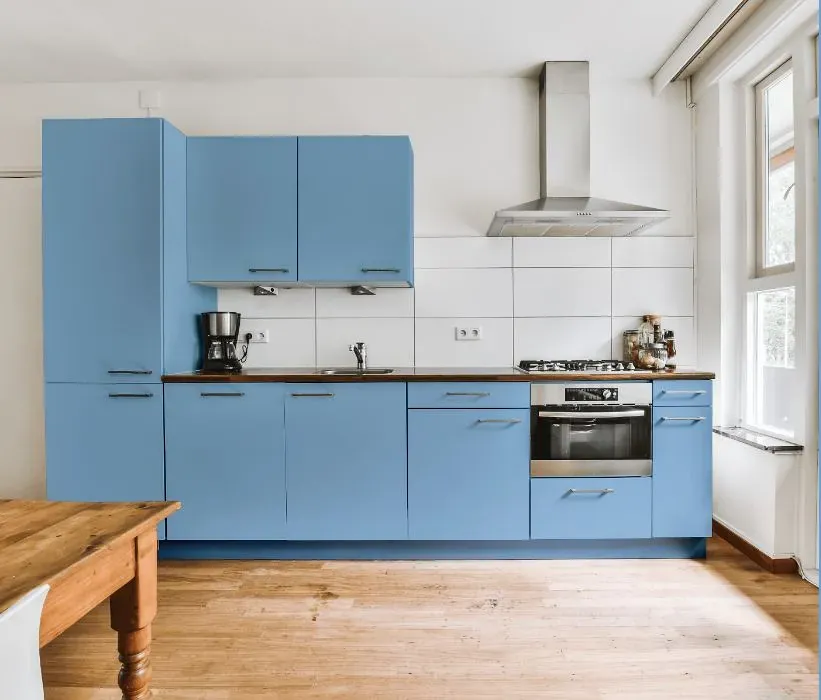 Behr Toile Blue kitchen cabinets