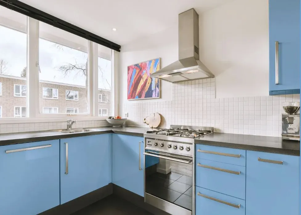 Behr Toile Blue kitchen cabinets