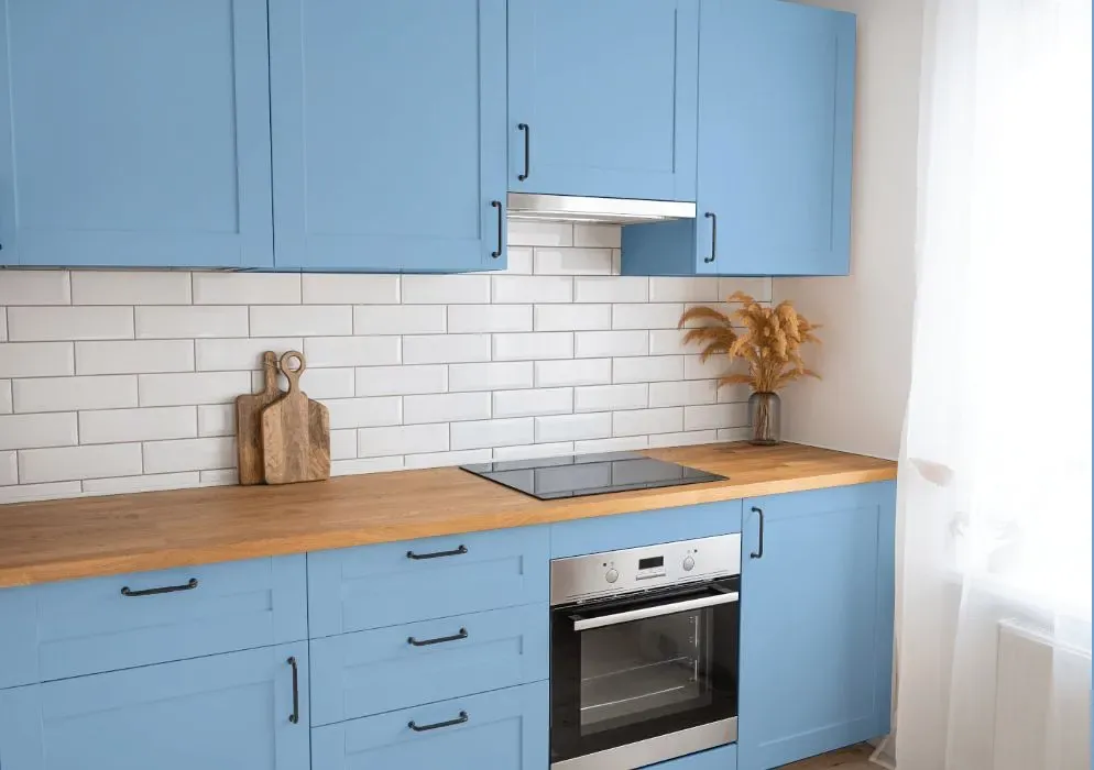 Behr Toile Blue kitchen cabinets