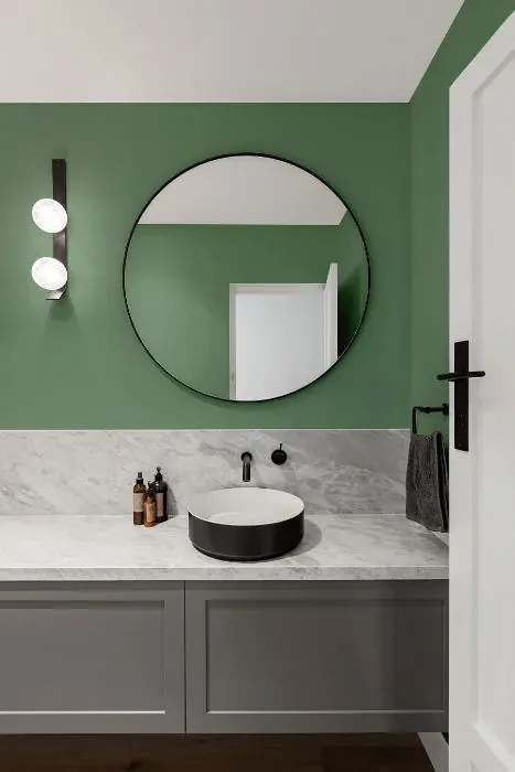 Behr Track Green minimalist bathroom