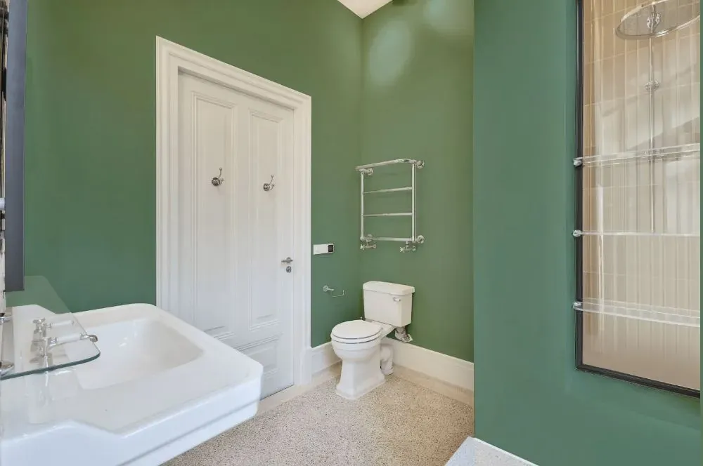 Behr Track Green bathroom