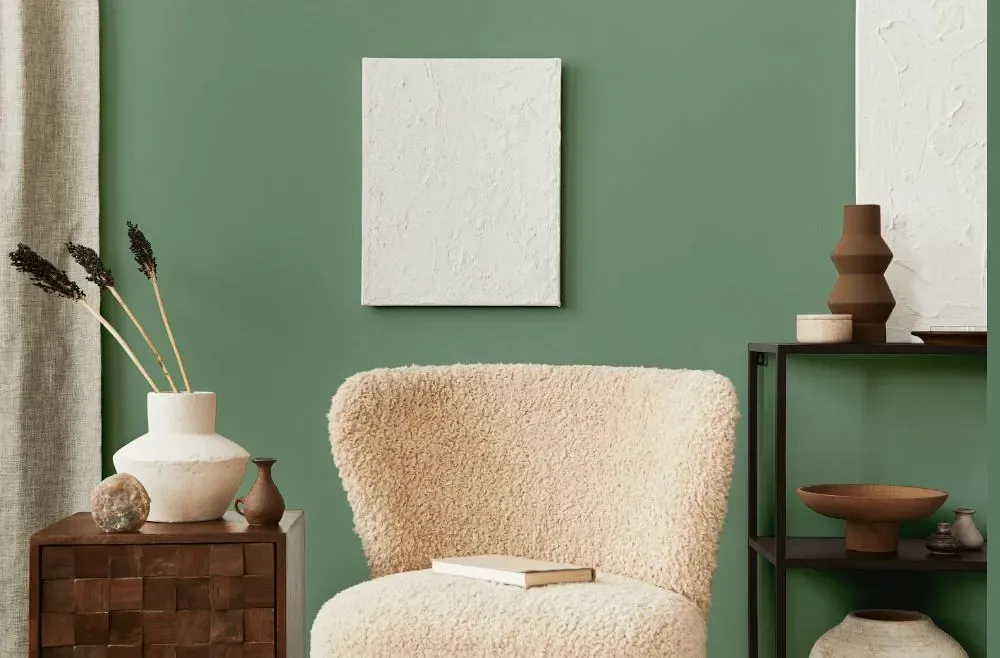 Behr Track Green living room interior