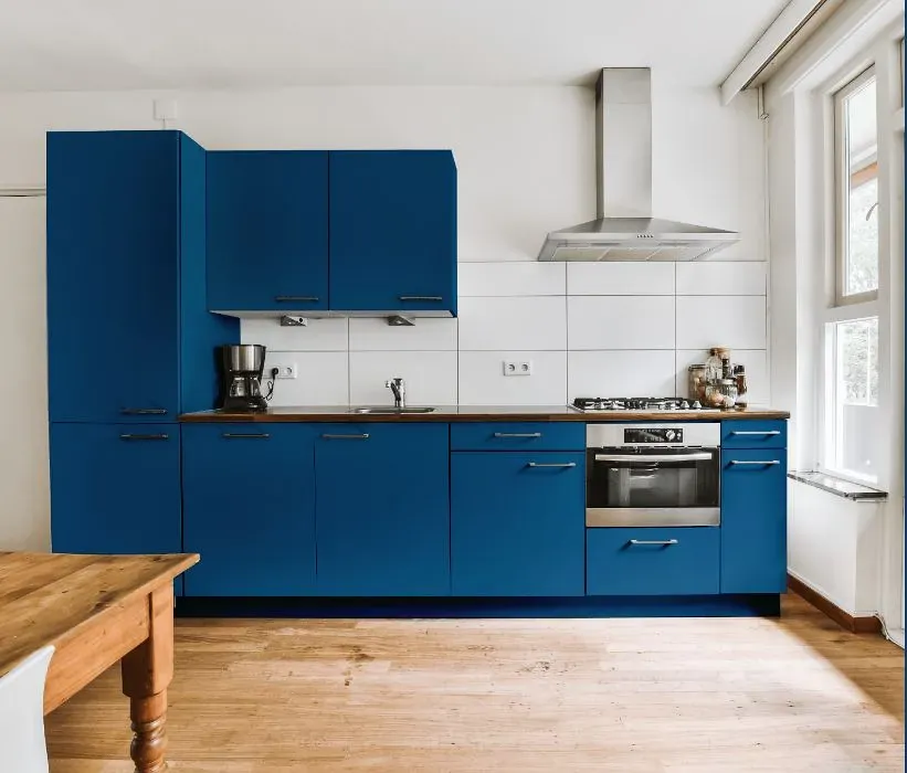 Behr Traditional Blue kitchen cabinets