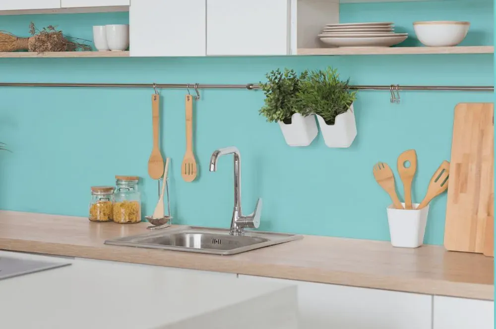 Behr Tropical Waterfall kitchen backsplash