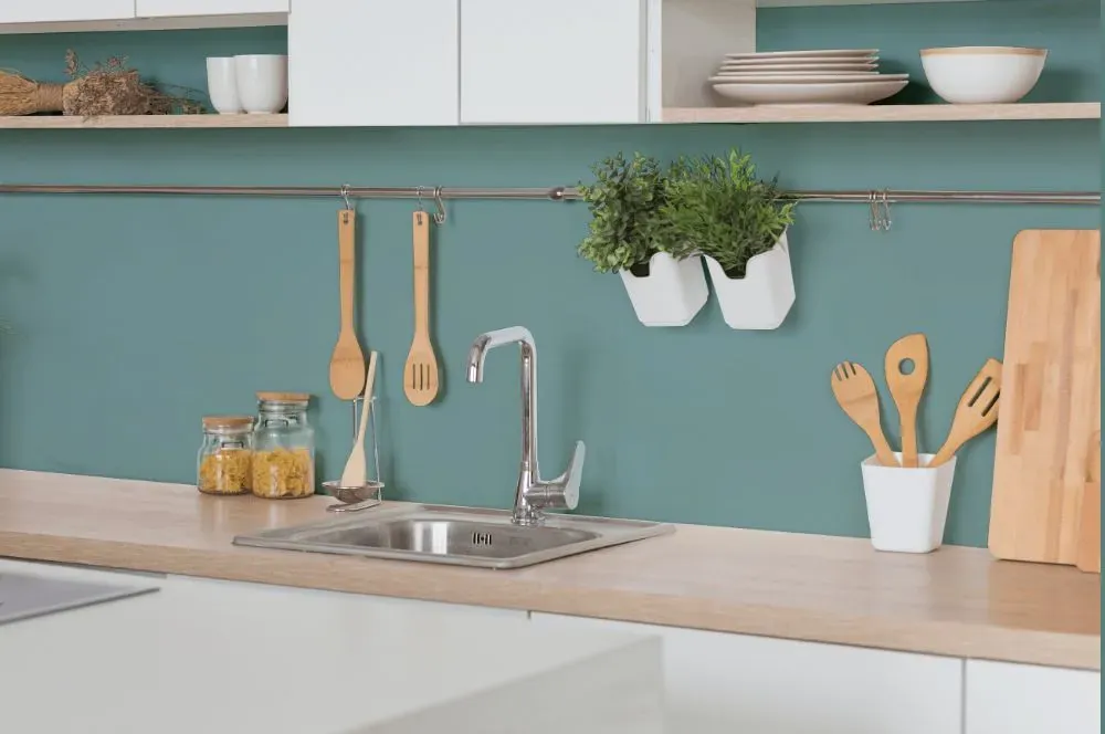 Behr Venus Teal kitchen backsplash