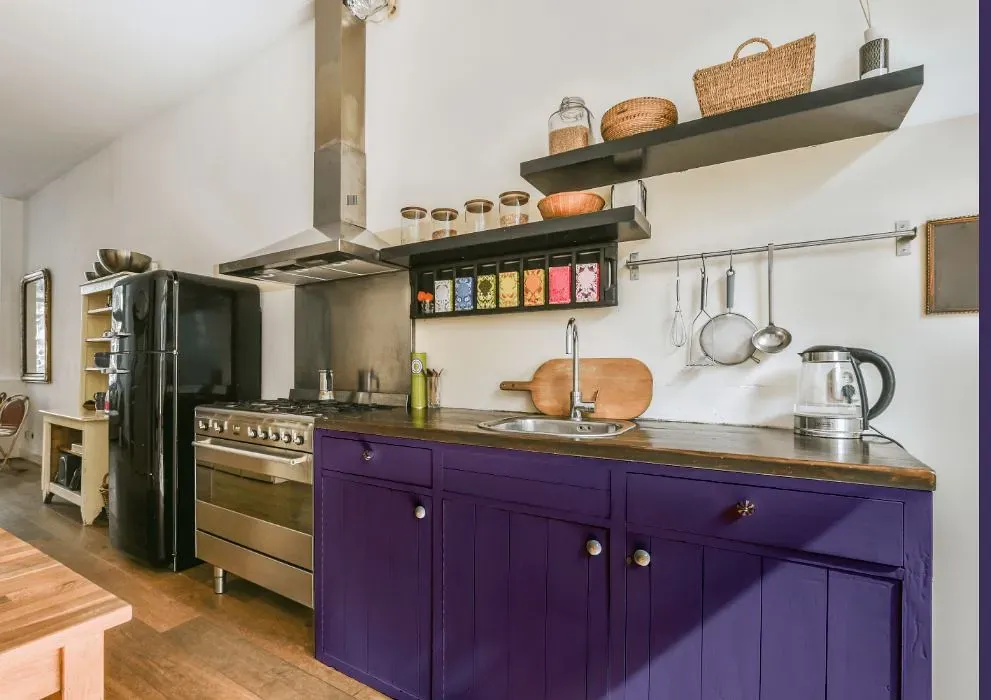 Behr Vigorous Violet kitchen cabinets