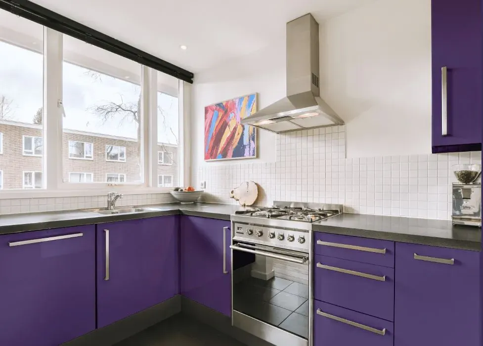 Behr Vigorous Violet kitchen cabinets