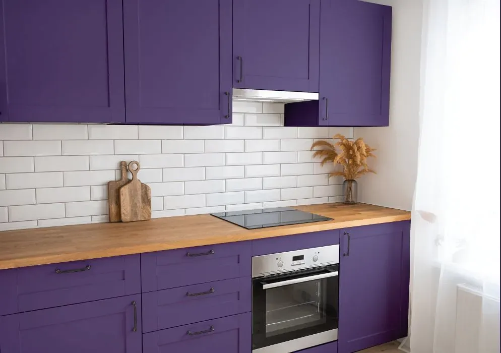 Behr Vigorous Violet kitchen cabinets