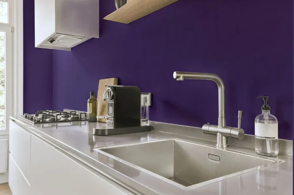 Behr Vigorous Violet kitchen painted backsplash