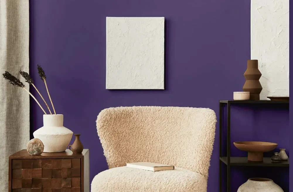 Behr Vigorous Violet living room interior