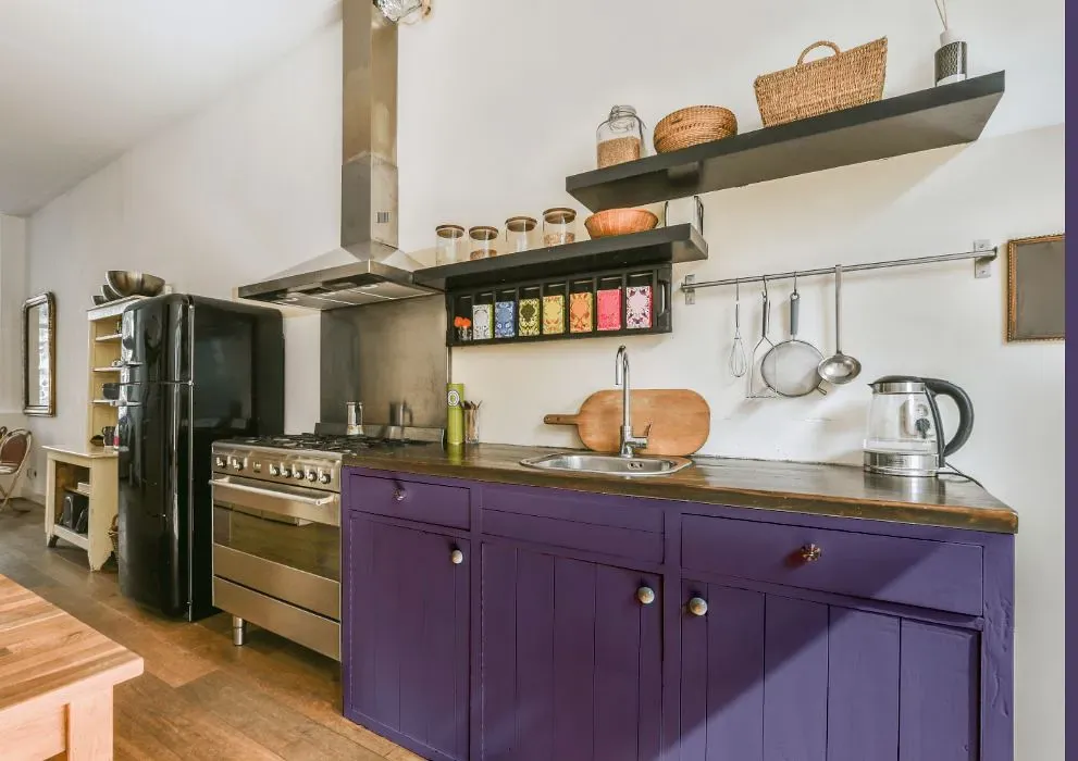 Behr Violet Vixen kitchen cabinets