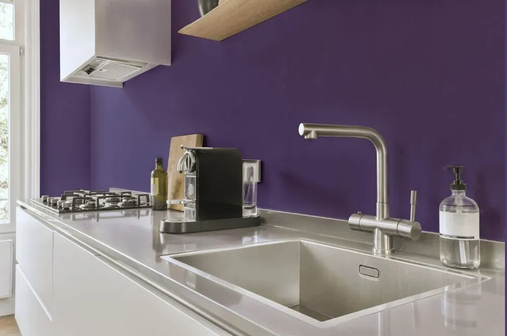 Behr Violet Vixen kitchen painted backsplash