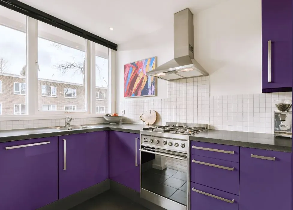 Behr Virtual Violet kitchen cabinets