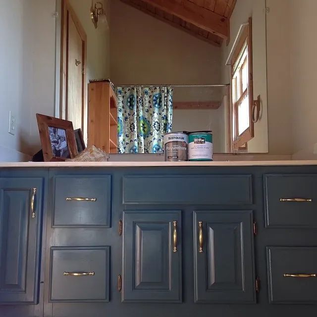 Behr Whale Gray kitchen cabinets review