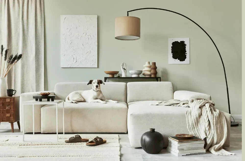 Behr Whitened Sage cozy living room