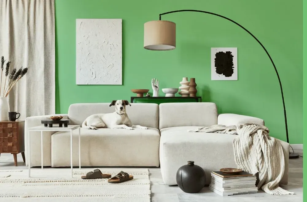 Behr Young Green cozy living room