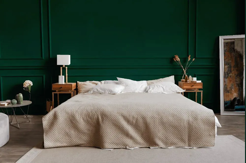 Benjamin Moore Absolute Green bedroom