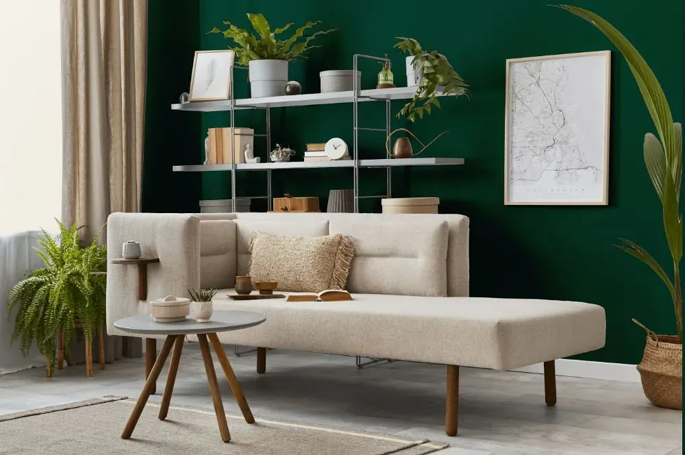 Benjamin Moore Absolute Green living room