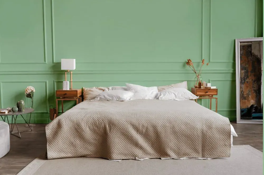 Benjamin Moore Acadia Green bedroom