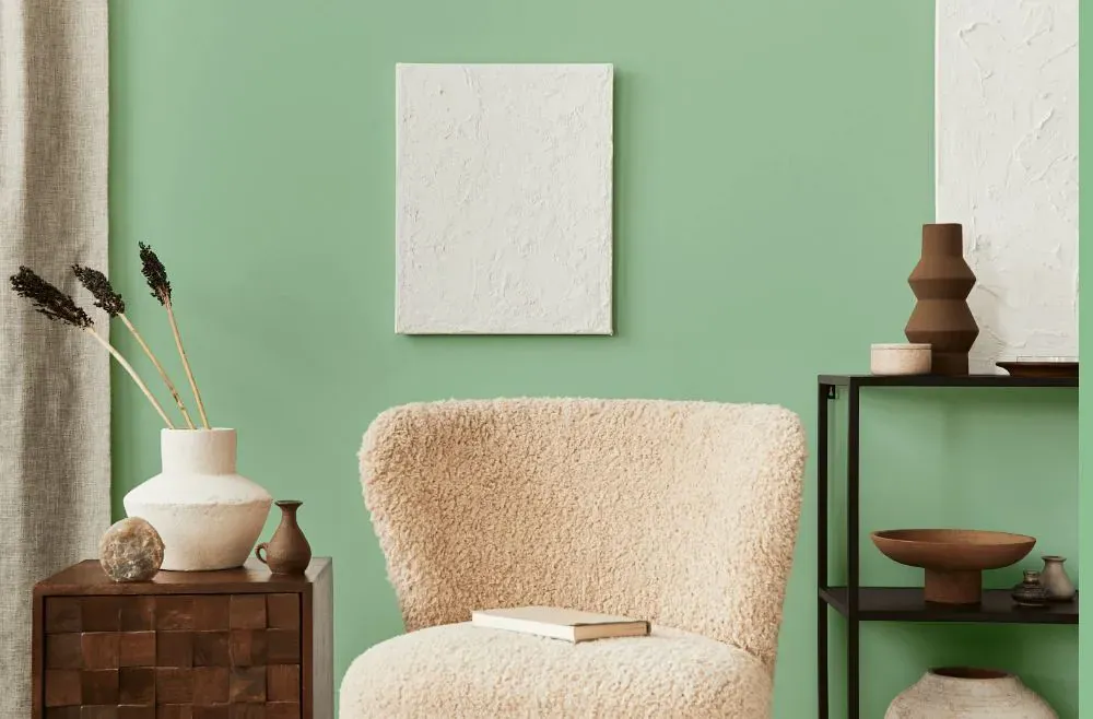 Benjamin Moore Acadia Green living room interior