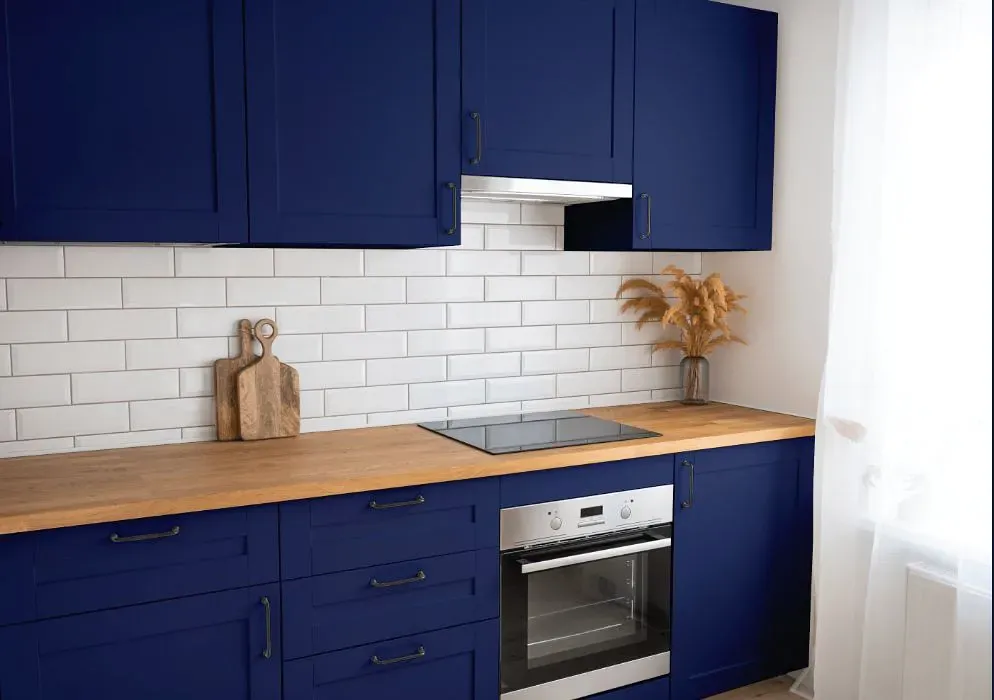 Benjamin Moore Admiral Blue kitchen cabinets