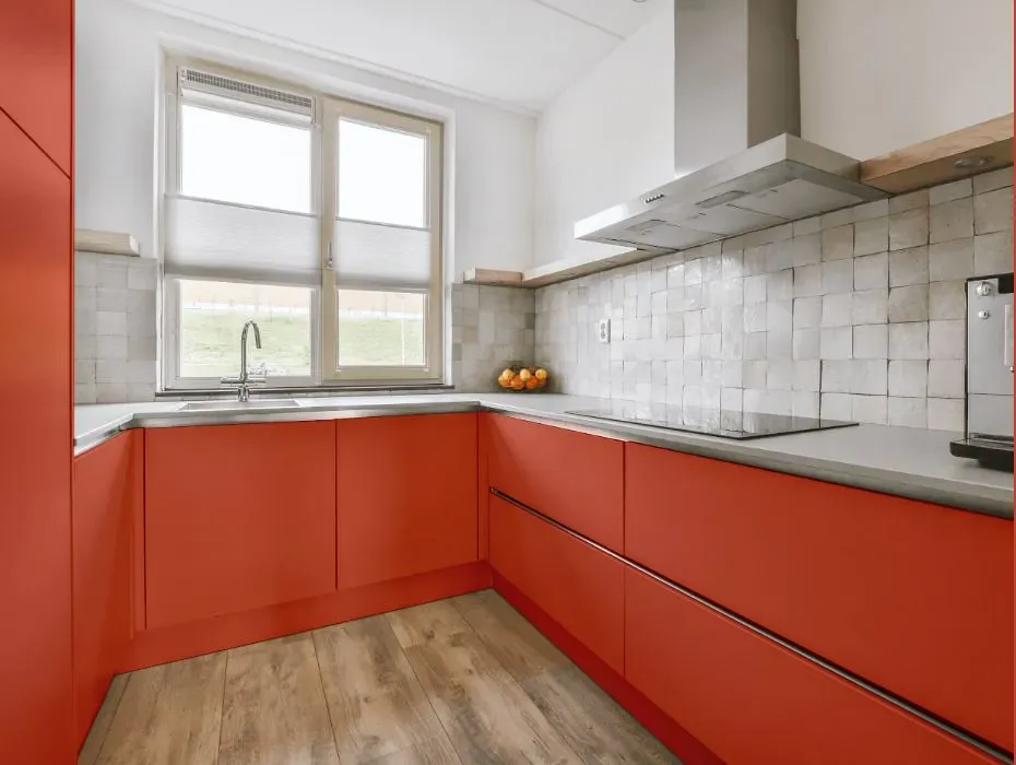 Benjamin Moore Adobe Orange small kitchen cabinets