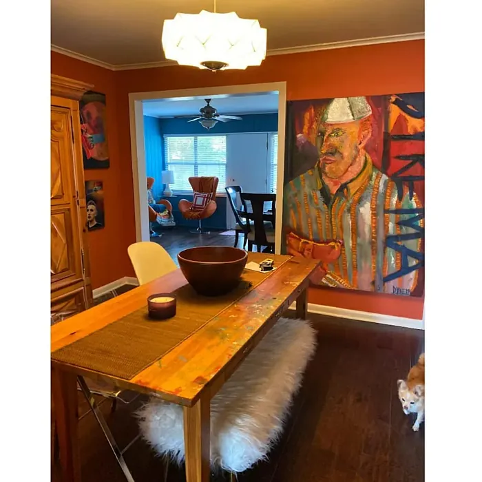 Benjamin Moore Adobe Orange dining room 
