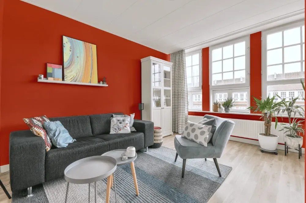 Benjamin Moore Adobe Orange living room walls