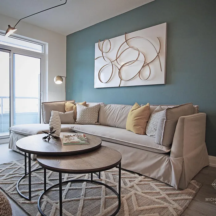 Aegean Teal Living Room Accent Wall