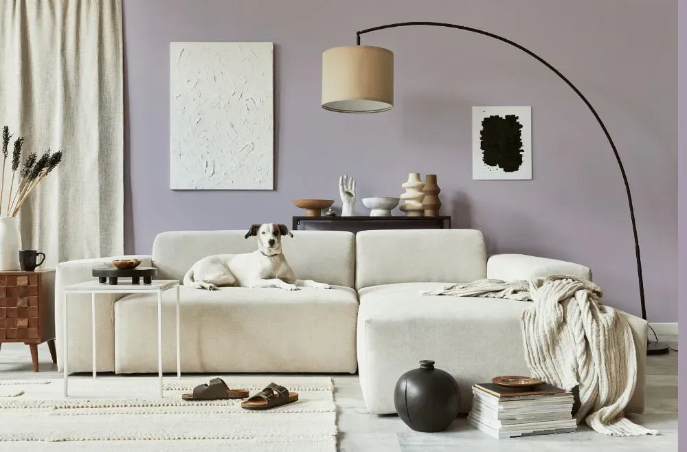 Benjamin Moore African Violet cozy living room