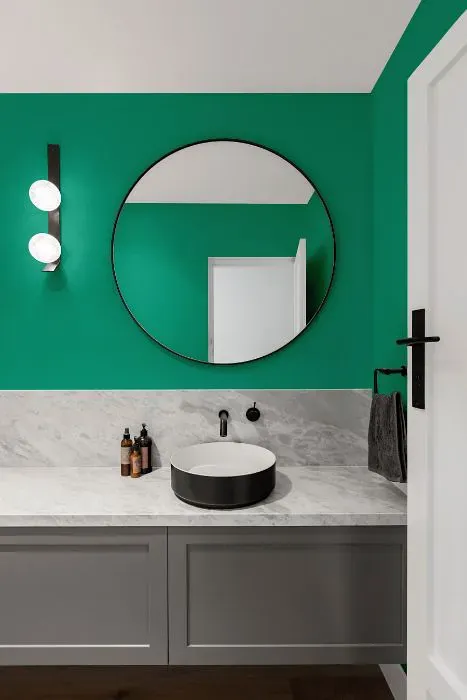 Benjamin Moore Albuquerque Teal minimalist bathroom