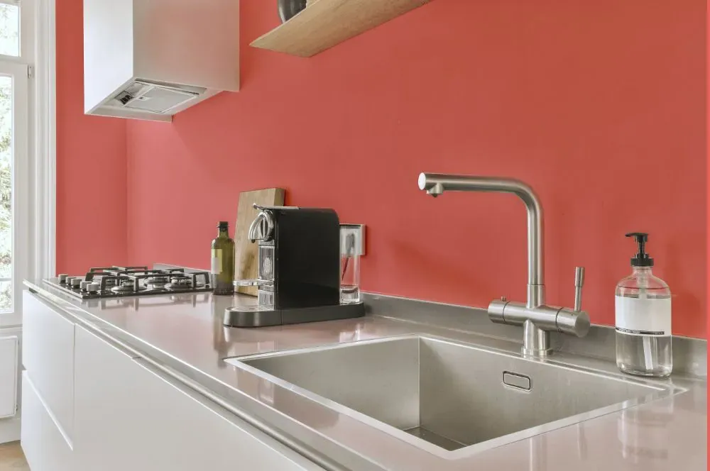 Benjamin Moore All-a-Blaze kitchen painted backsplash