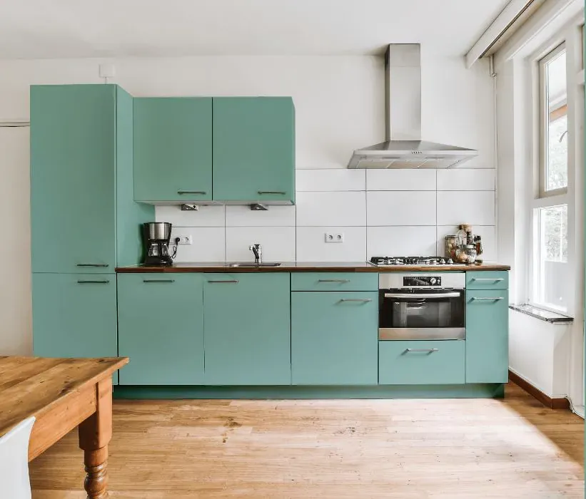 Benjamin Moore Anderson Blue kitchen cabinets