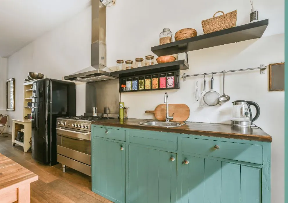 Benjamin Moore Anderson Blue kitchen cabinets