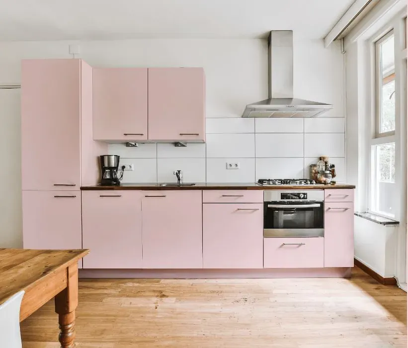 Benjamin Moore Angel Pink kitchen cabinets