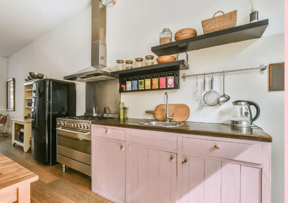 Benjamin Moore Angel Pink kitchen cabinets