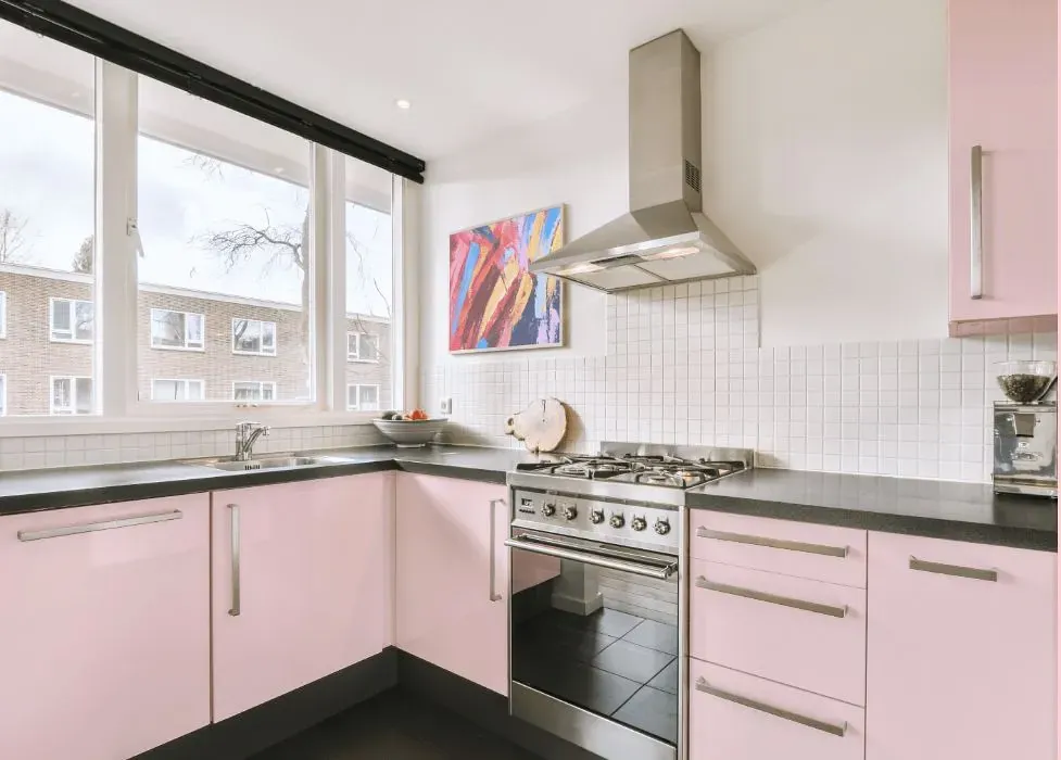 Benjamin Moore Angel Pink kitchen cabinets