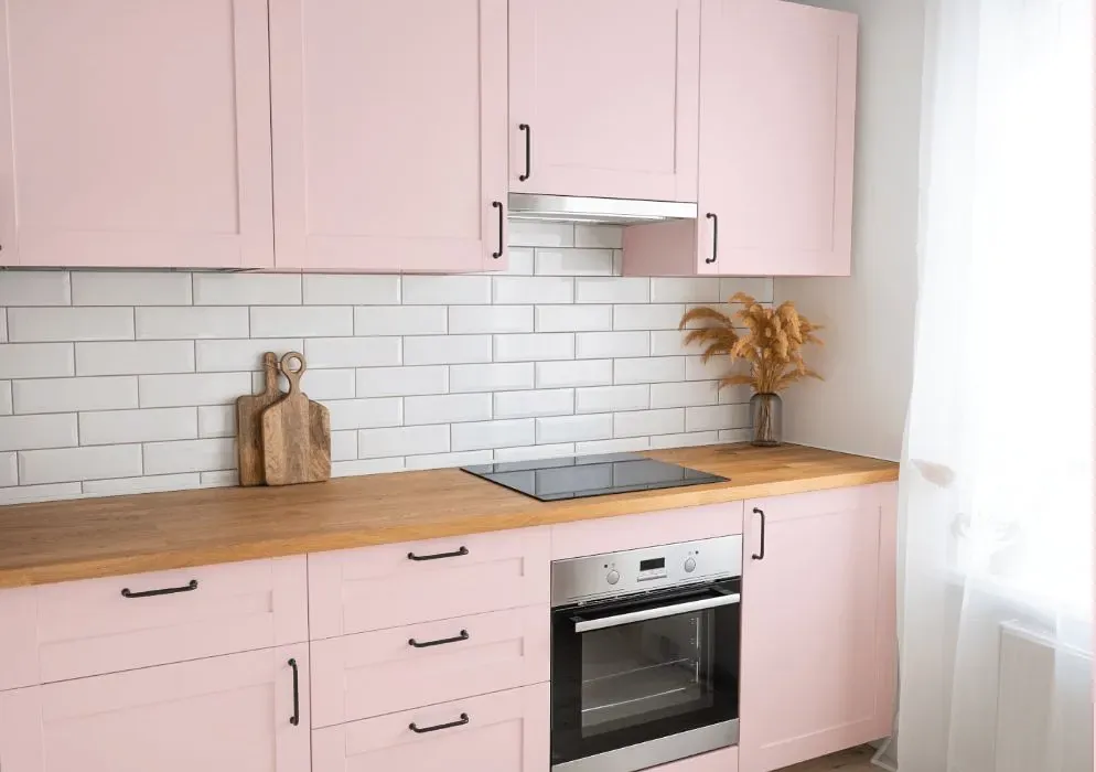 Benjamin Moore Angel Pink kitchen cabinets