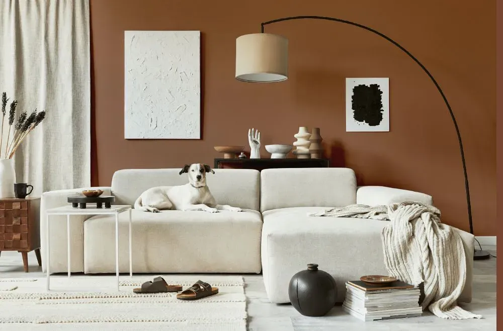 Benjamin Moore Antique Copper cozy living room