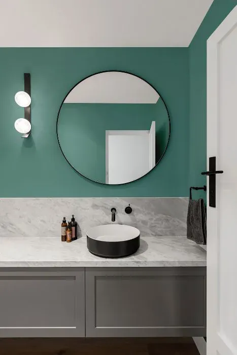 Benjamin Moore Antiqued Aqua minimalist bathroom