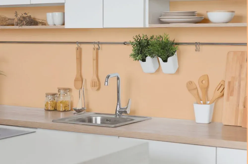 Benjamin Moore Apricot Chiffon kitchen backsplash